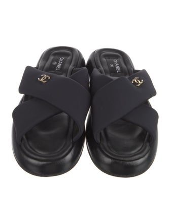 Chanel Interlocking CC Logo Neoprene Slides