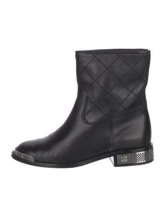 Chanel 2008 Interlocking CC Logo Moto Boots