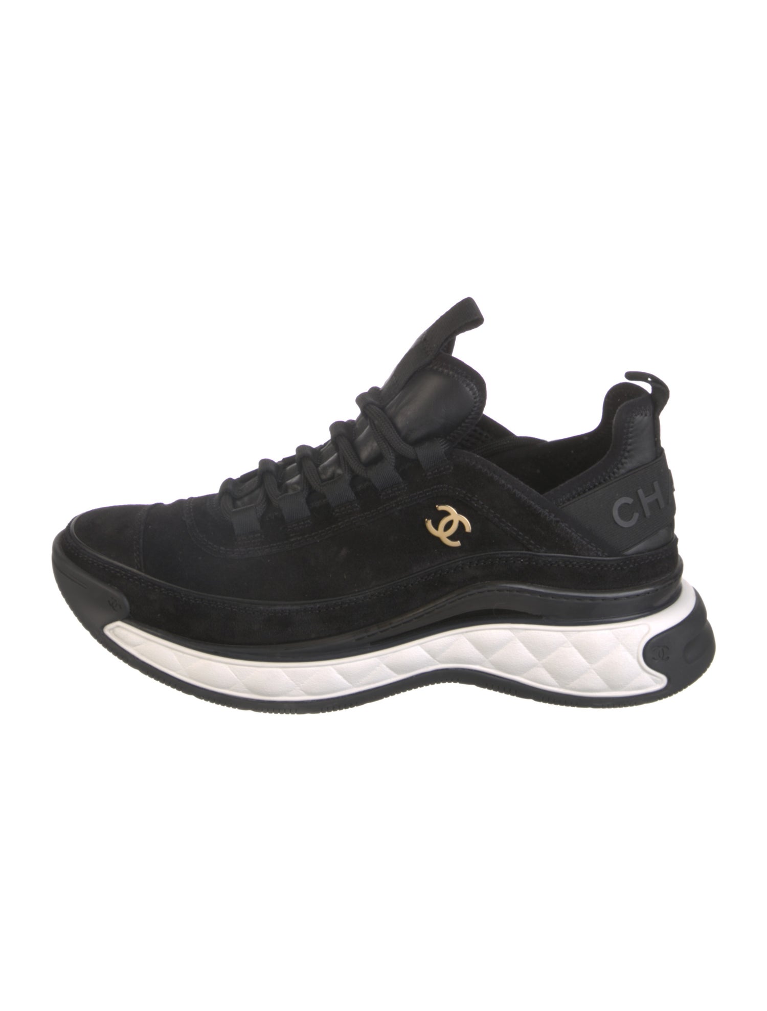 Chanel Interlocking CC Logo Suede Sneakers