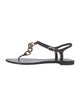 Chanel Interlocking CC Logo Leather T-Strap Sandals