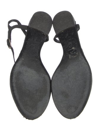 Chanel Interlocking CC Logo Leather T-Strap Sandals