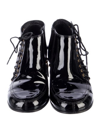 Chanel 2015 Interlocking CC Logo Lace-Up Boots