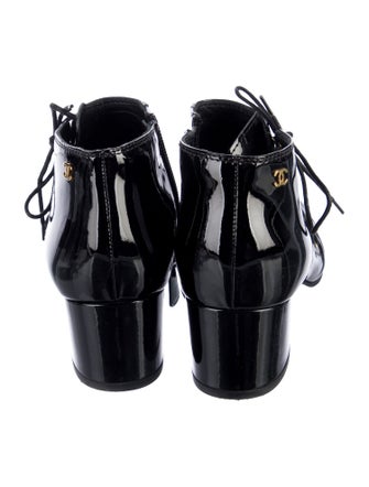Chanel 2015 Interlocking CC Logo Lace-Up Boots