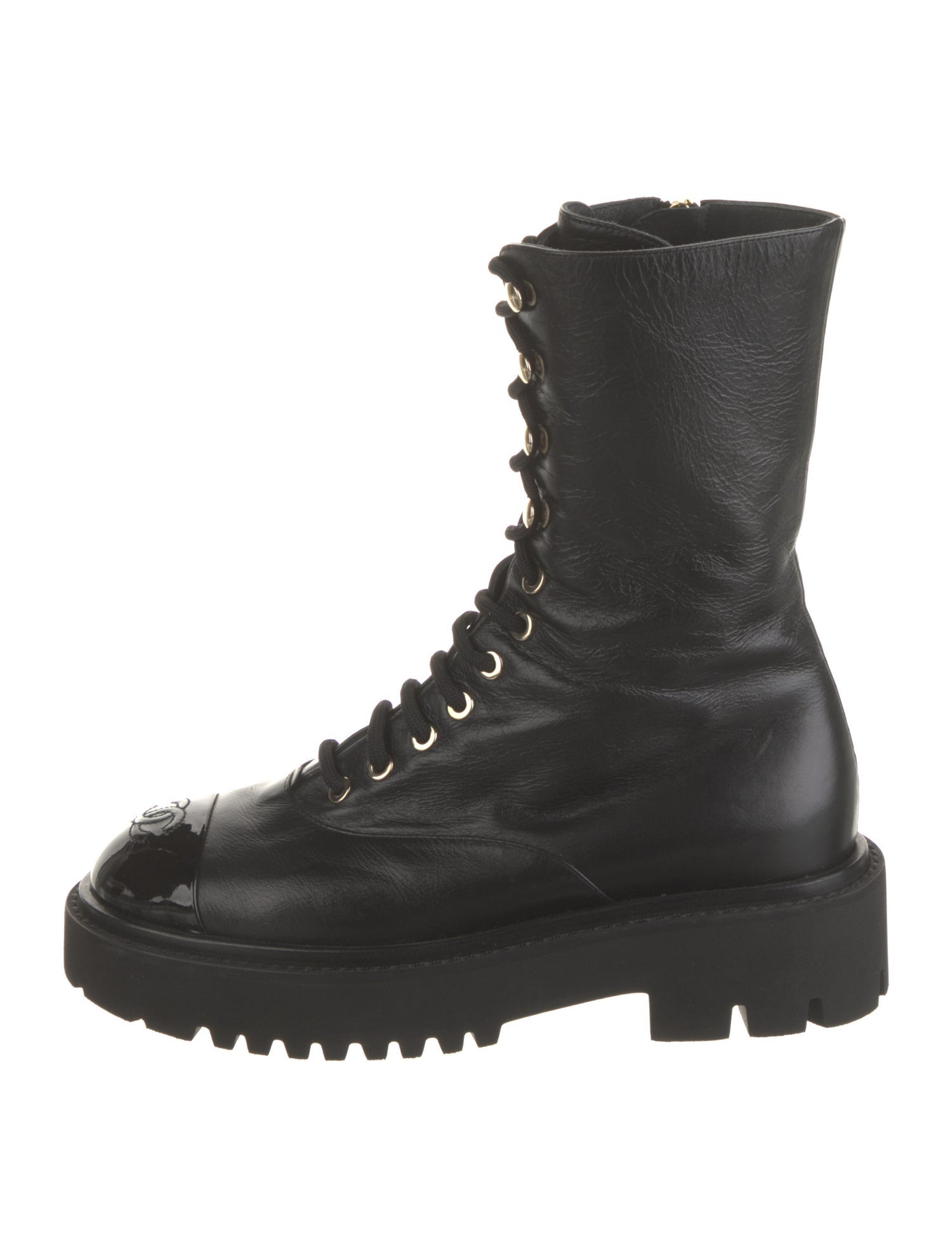 Chanel 2022 Interlocking CC Logo Combat Boots