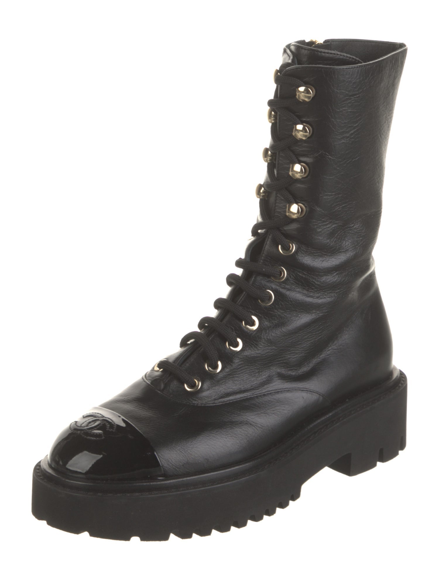 Chanel 2022 Interlocking CC Logo Combat Boots