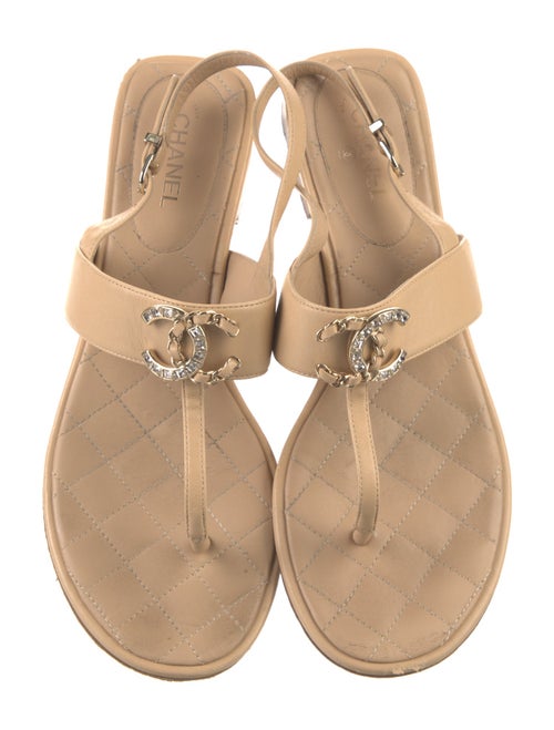 Chanel 2021 Interlocking CC Logo T-Strap Sandals