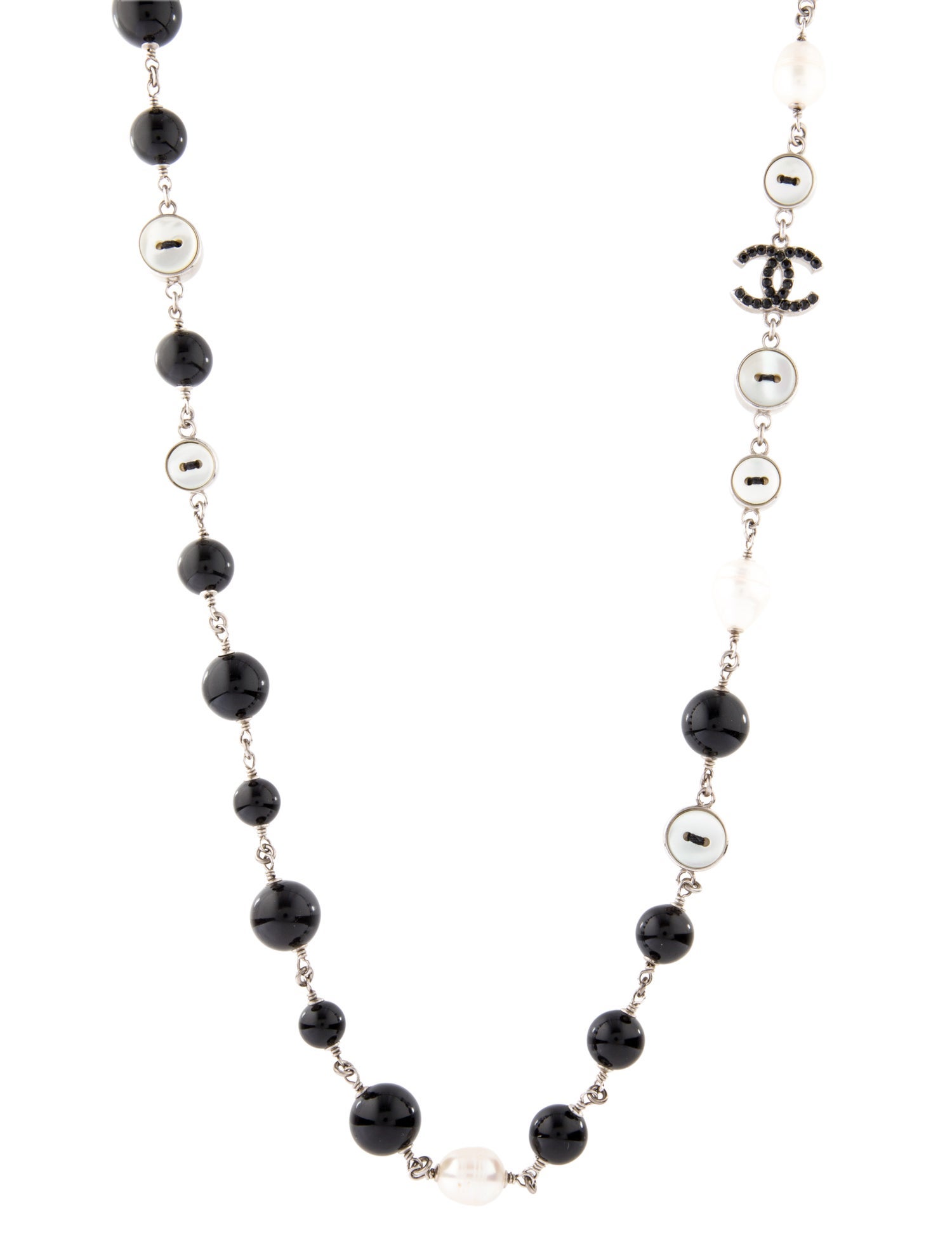 Chanel Pearl, Mother of Pearl, & Strass CC Necklace