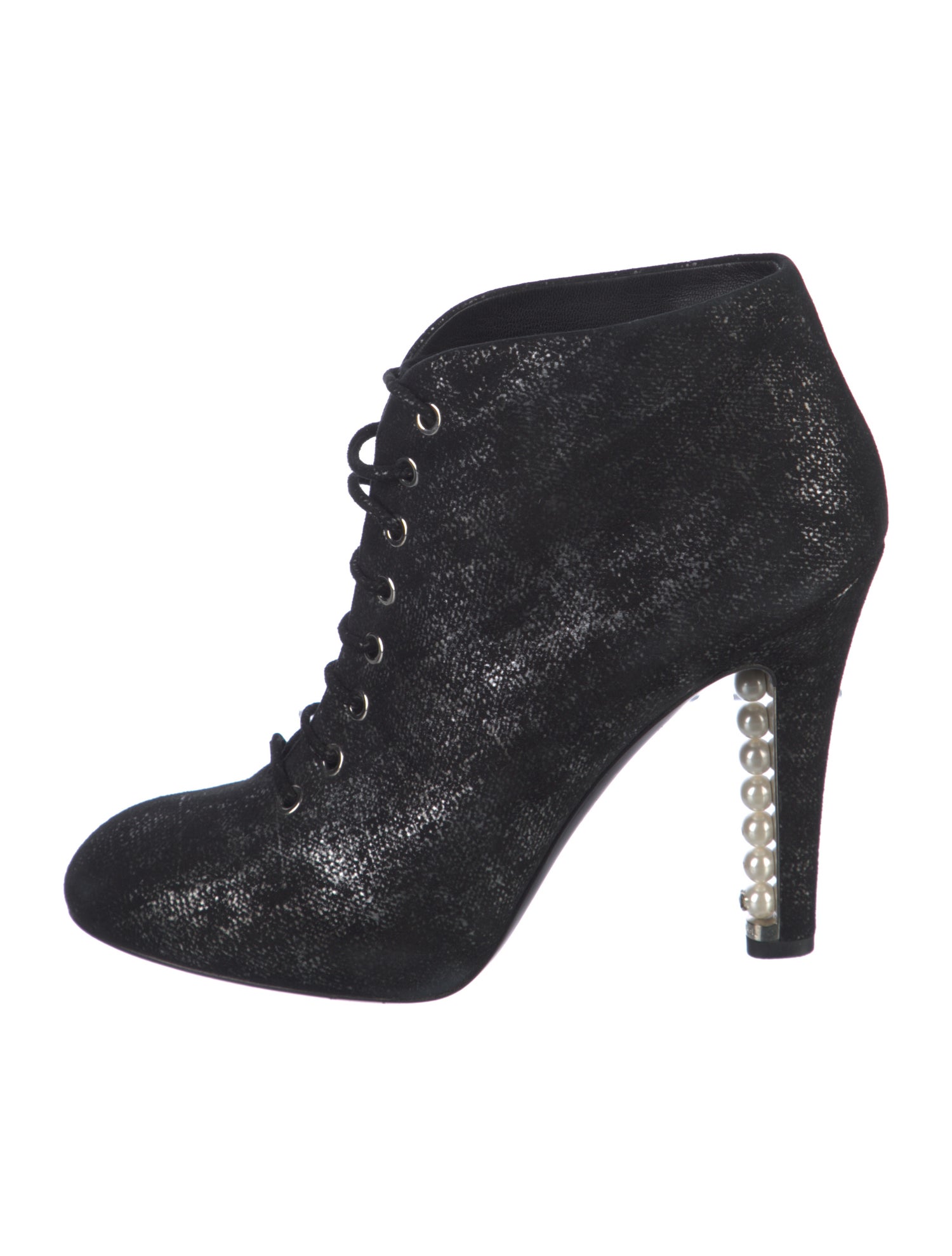 Chanel Interlocking CC Logo Suede Lace-Up Boots