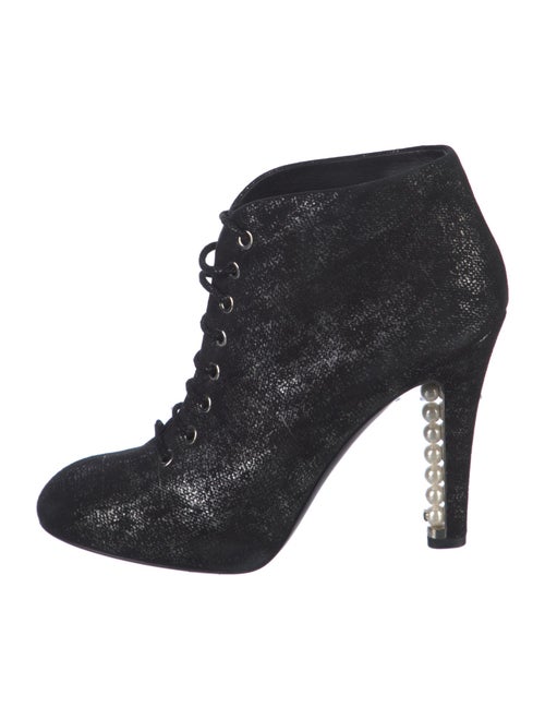 Chanel Interlocking CC Logo Suede Lace-Up Boots