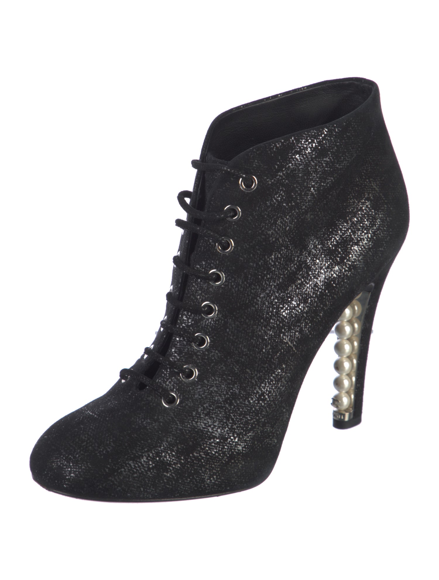 Chanel Interlocking CC Logo Suede Lace-Up Boots