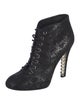 Chanel Interlocking CC Logo Suede Lace-Up Boots