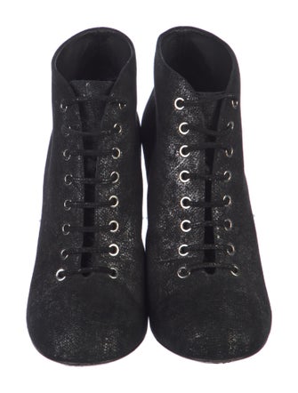 Chanel Interlocking CC Logo Suede Lace-Up Boots