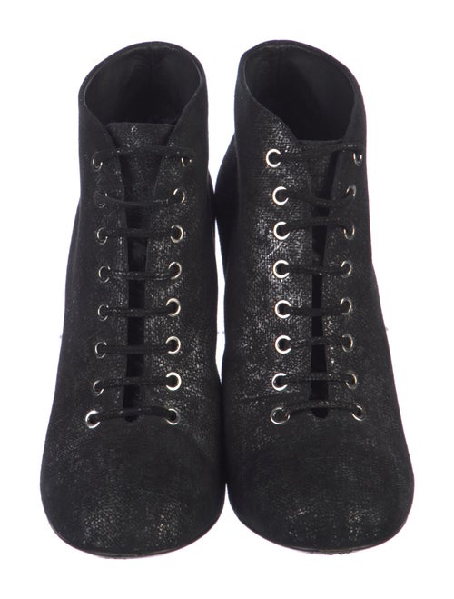 Chanel Interlocking CC Logo Suede Lace-Up Boots