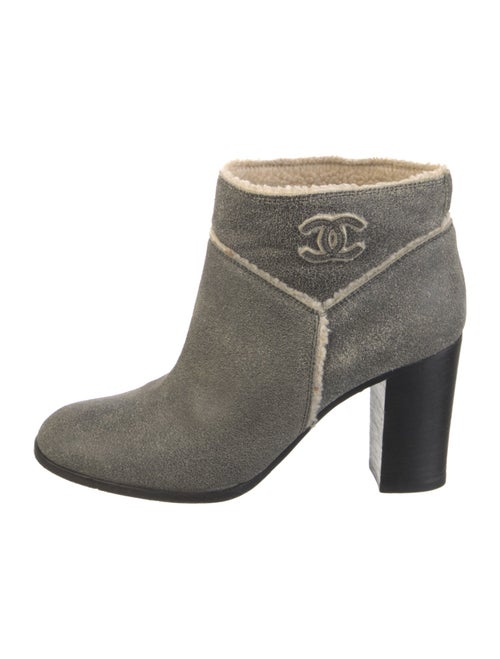 Chanel Interlocking CC Logo Suede Boots