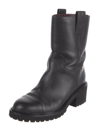 Chanel Interlocking CC Logo Leather Moto Boots