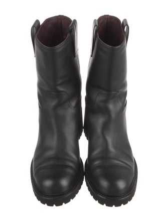 Chanel Interlocking CC Logo Leather Moto Boots