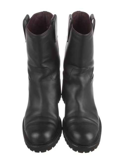 Chanel Interlocking CC Logo Leather Moto Boots