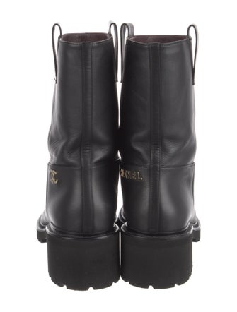 Chanel Interlocking CC Logo Leather Moto Boots