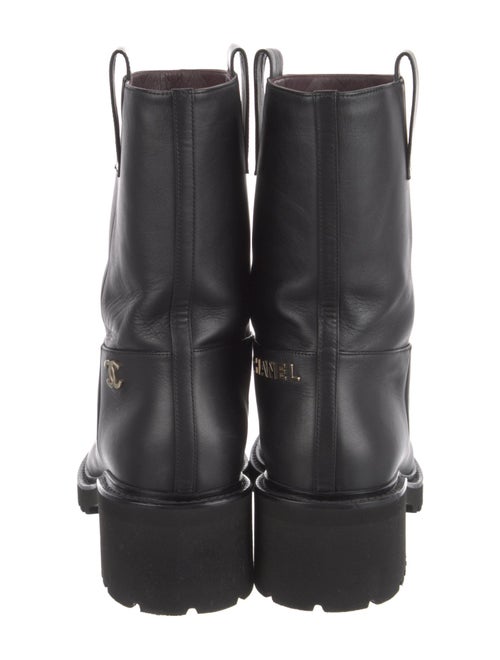 Chanel Interlocking CC Logo Leather Moto Boots