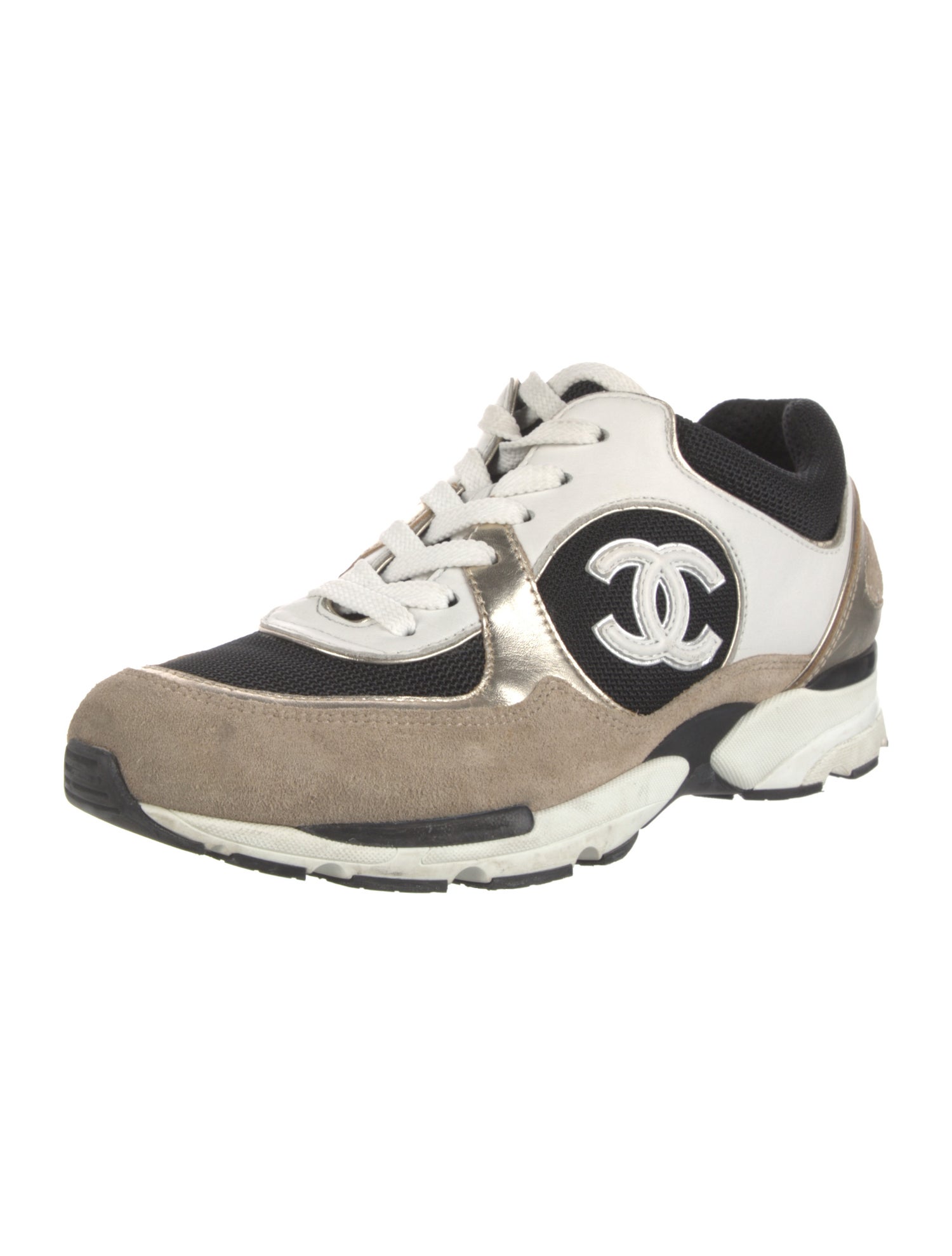 Chanel Interlocking CC Logo Suede Sneakers