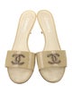 Chanel Interlocking CC Logo Patent Leather Slides