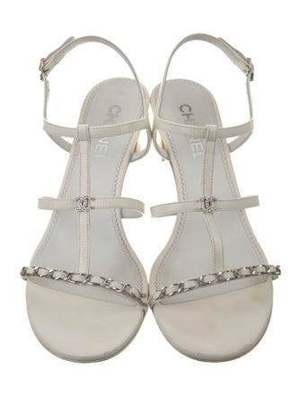 Chanel 2023 Interlocking CC Logo T-Strap Sandals