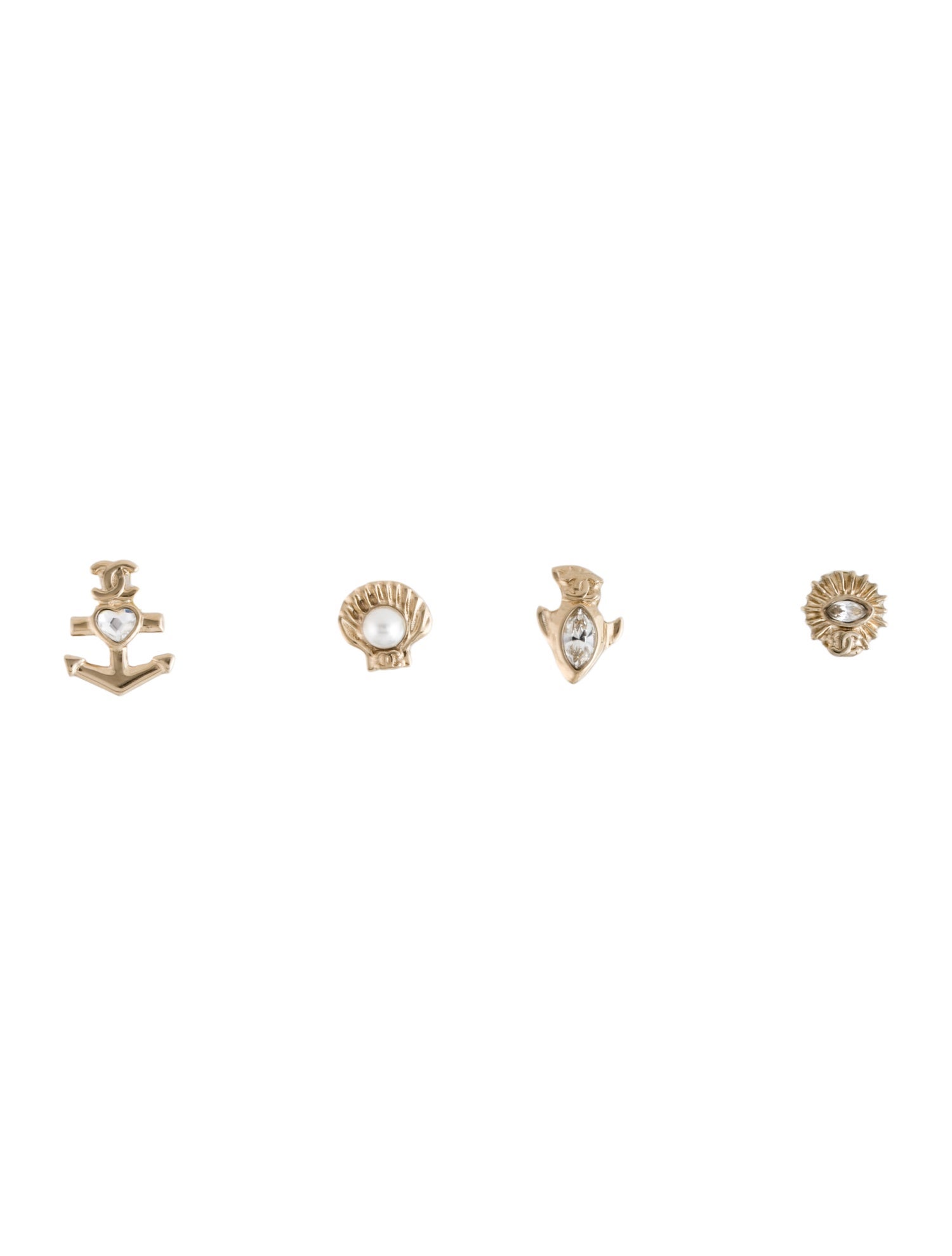 Chanel 2025 Strass & Faux Pearl Stud Earrings Set of 4