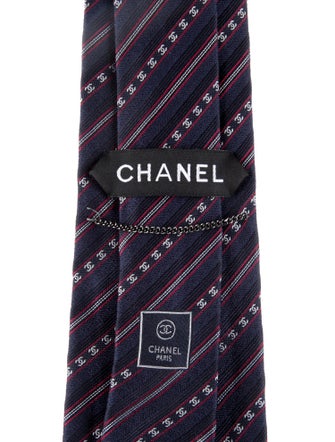 Chanel Striped CC Tie