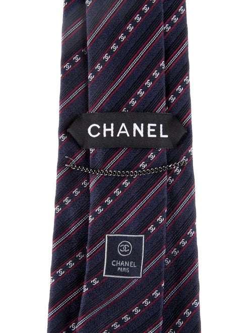 Chanel Striped CC Tie