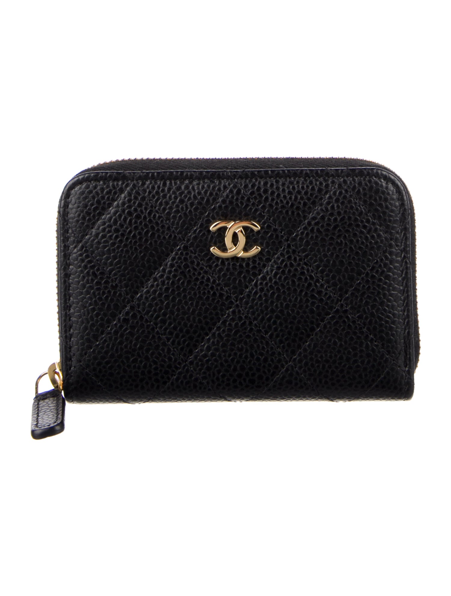 Chanel Zip Around Coin Purse Interlocking CC Logo Compact Wallet