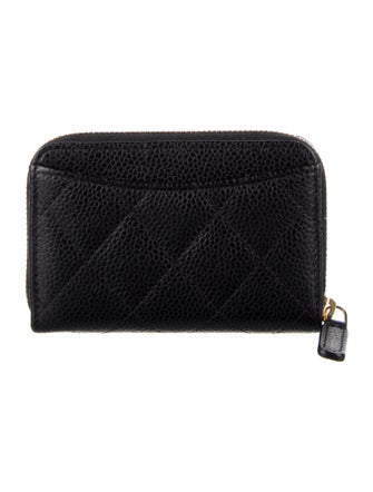 Chanel Zip Around Coin Purse Interlocking CC Logo Compact Wallet