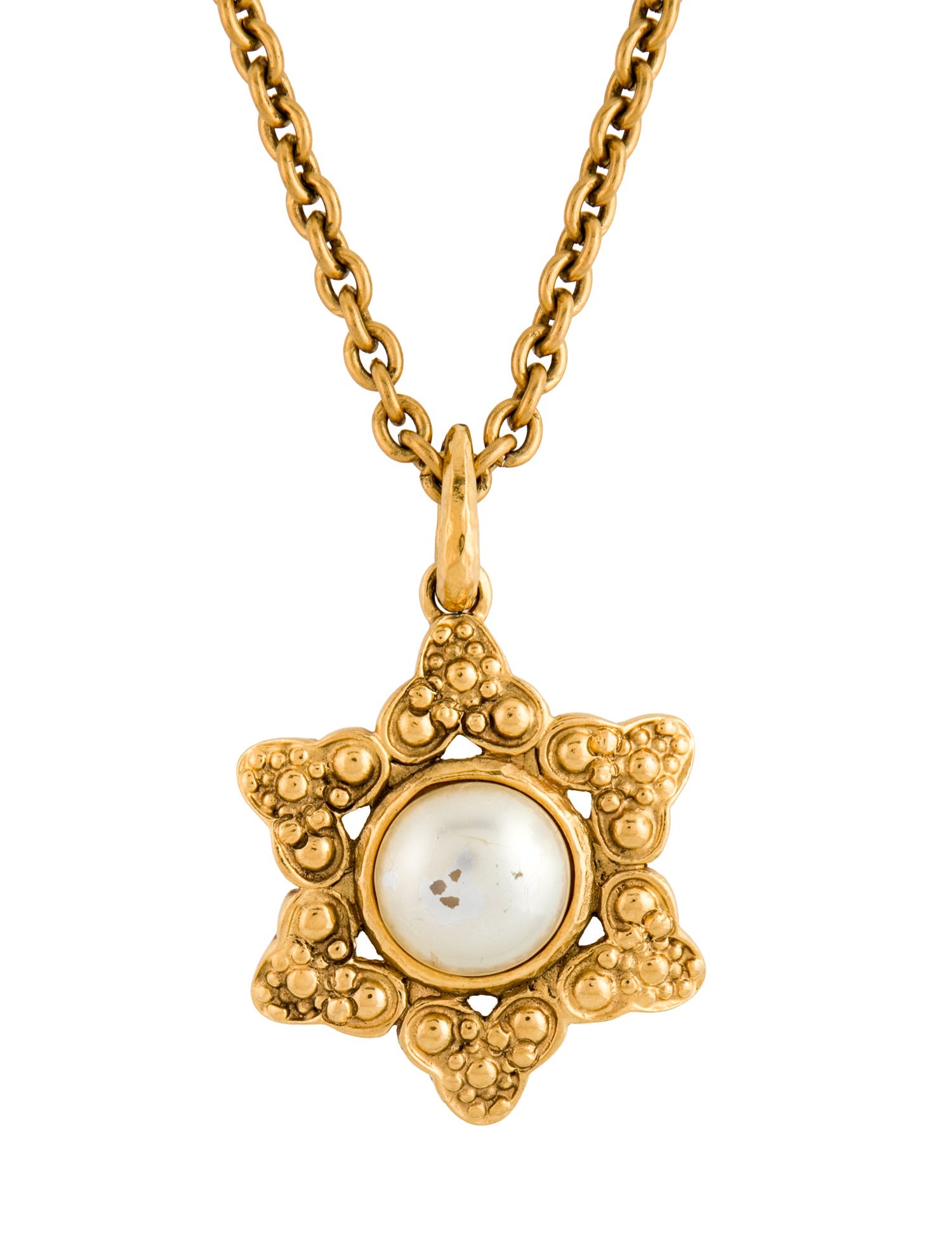 Chanel Vintage Faux Pearl Pendant Necklace