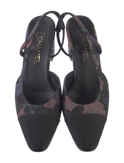 Chanel Interlocking CC Logo Canvas Slingback Pumps