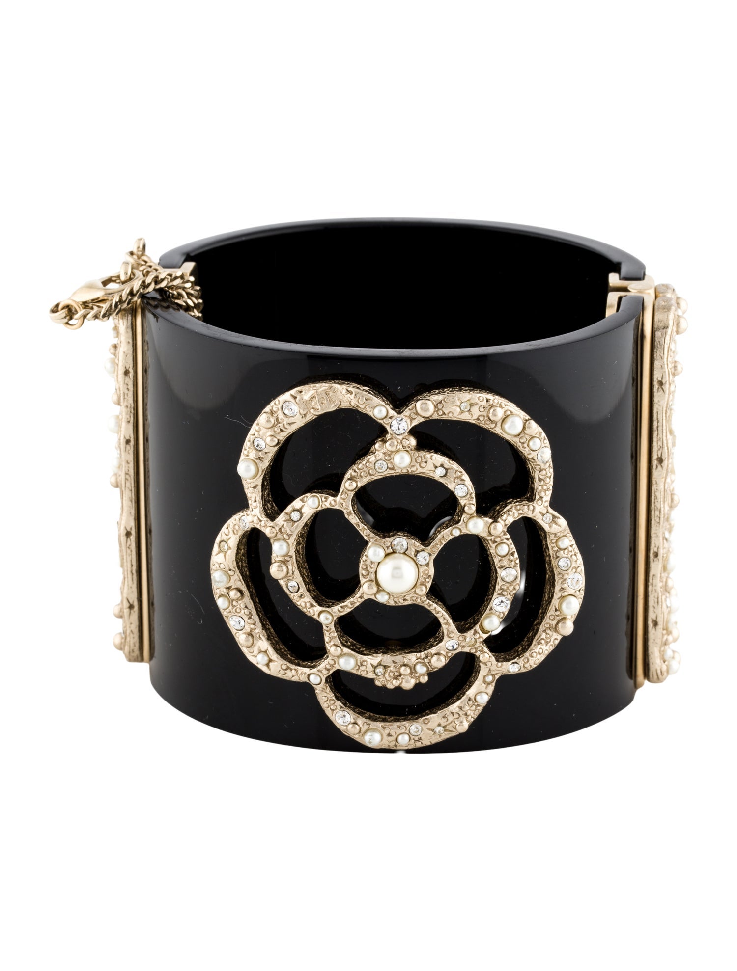 Chanel Faux Pearl, Resin & Strass Camellia Bracelet