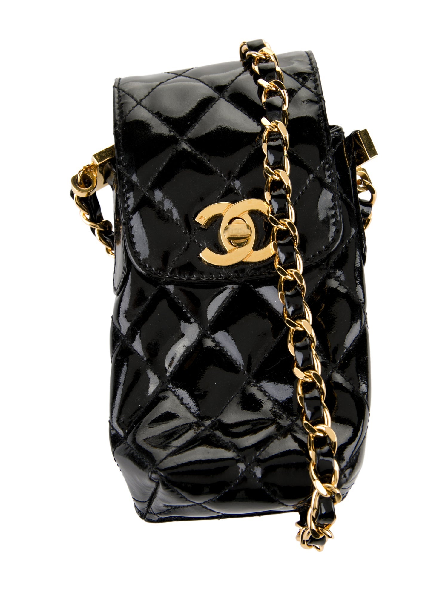 Chanel Patent CC Phone Holder w/ Chain