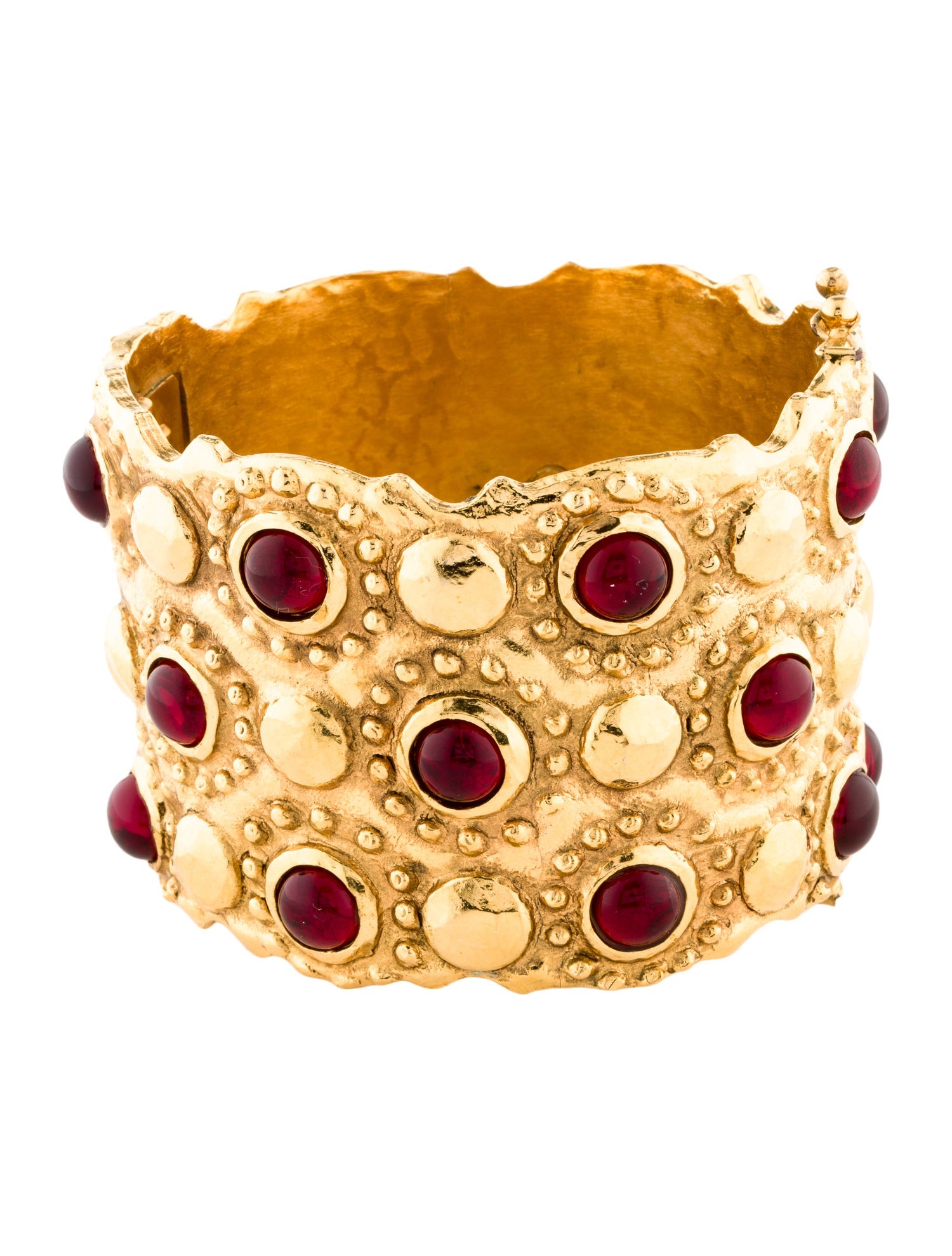 Chanel Vintage Gripoix Studded Hinged Cuff Bracelet