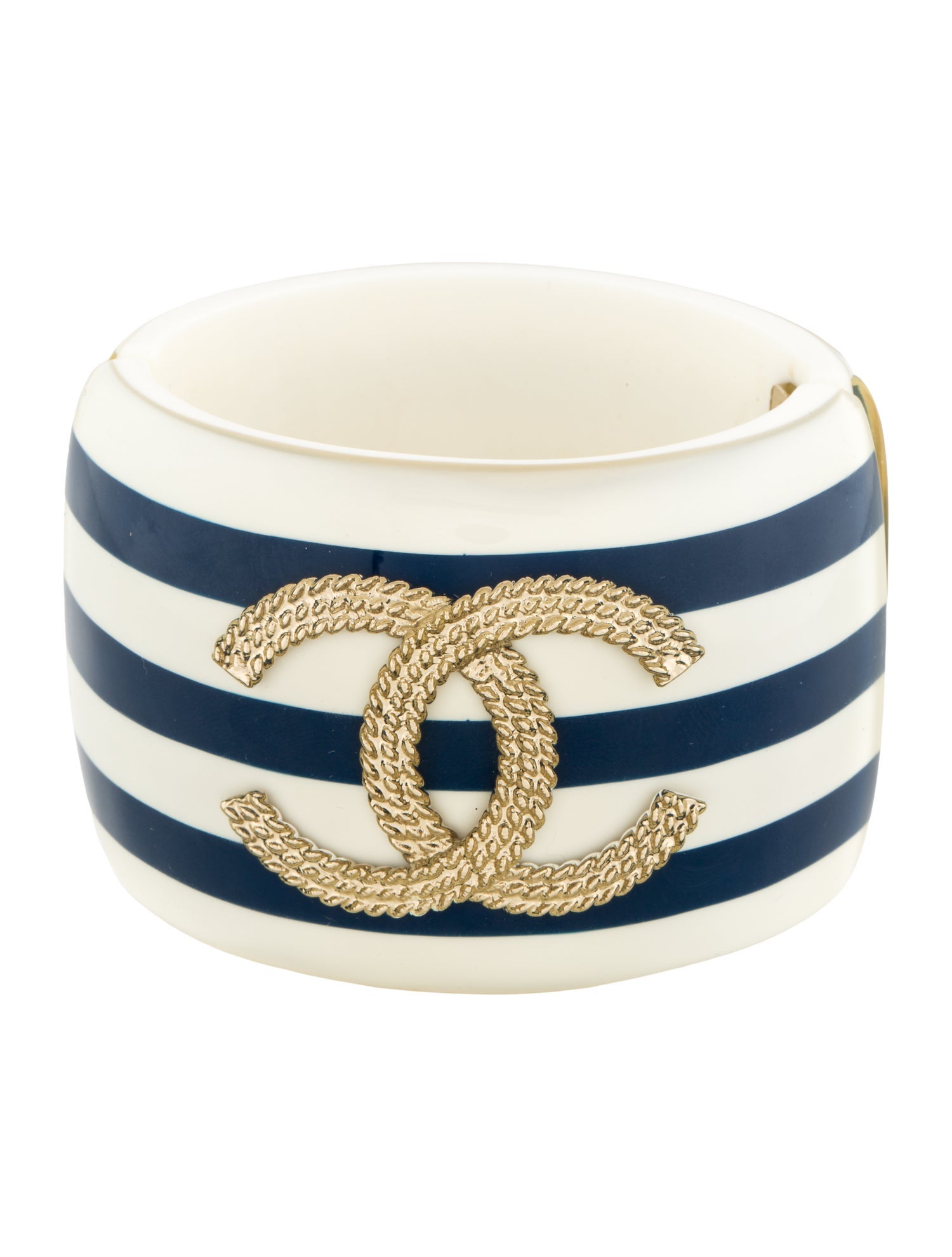 Chanel Resin CC Striped Bangle Bracelet