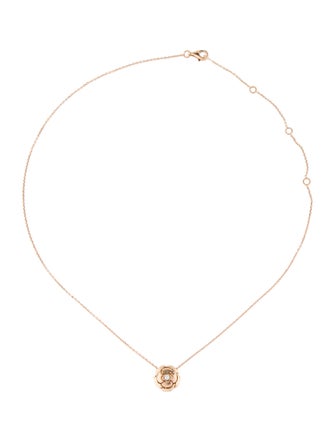 Chanel 18K Diamond Extrait De Camelia Pendant Necklace