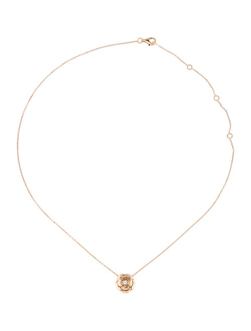 Chanel 18K Diamond Extrait De Camelia Pendant Necklace