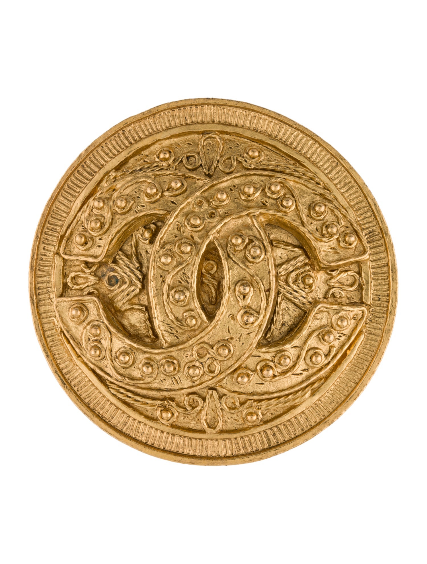 Chanel Vintage Textured CC Brooch