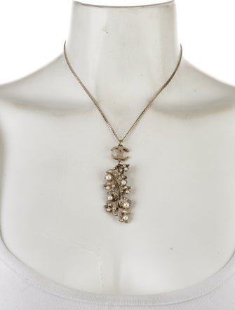 Chanel Faux Pearl & Strass CC Pendant Necklace