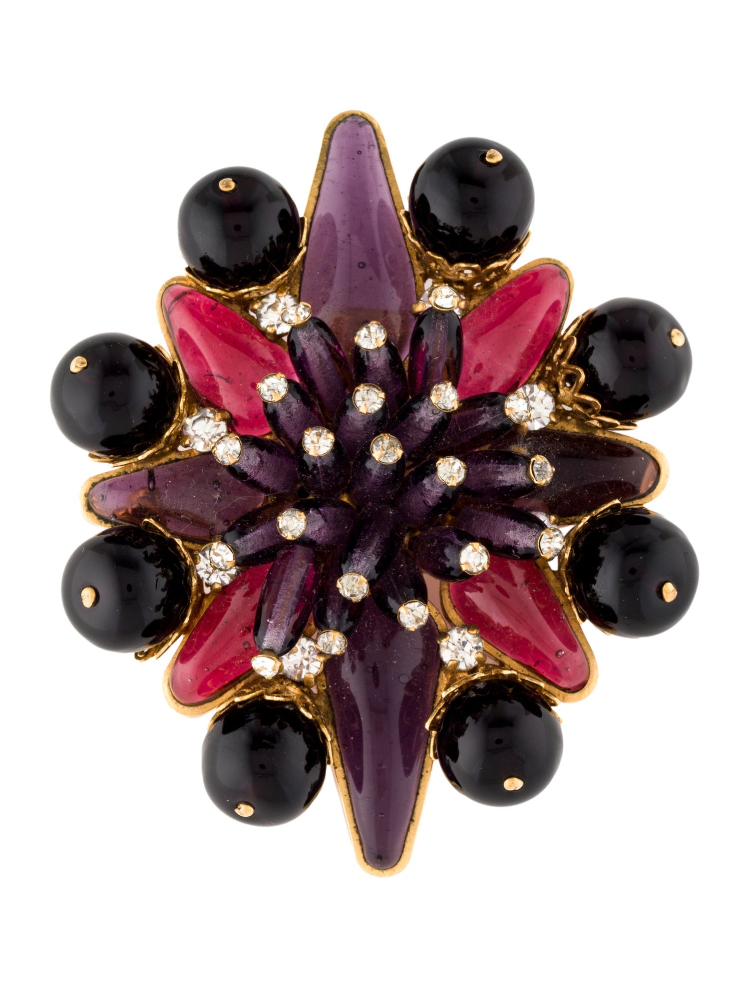 Chanel Vintage Gripoix, Resin & Strass Brooch Pendant