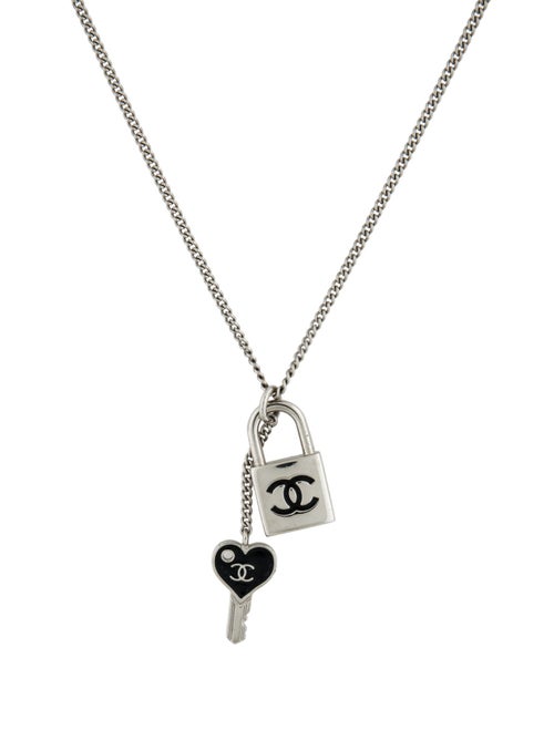 Chanel Resin CC Lock and Key Necklace
