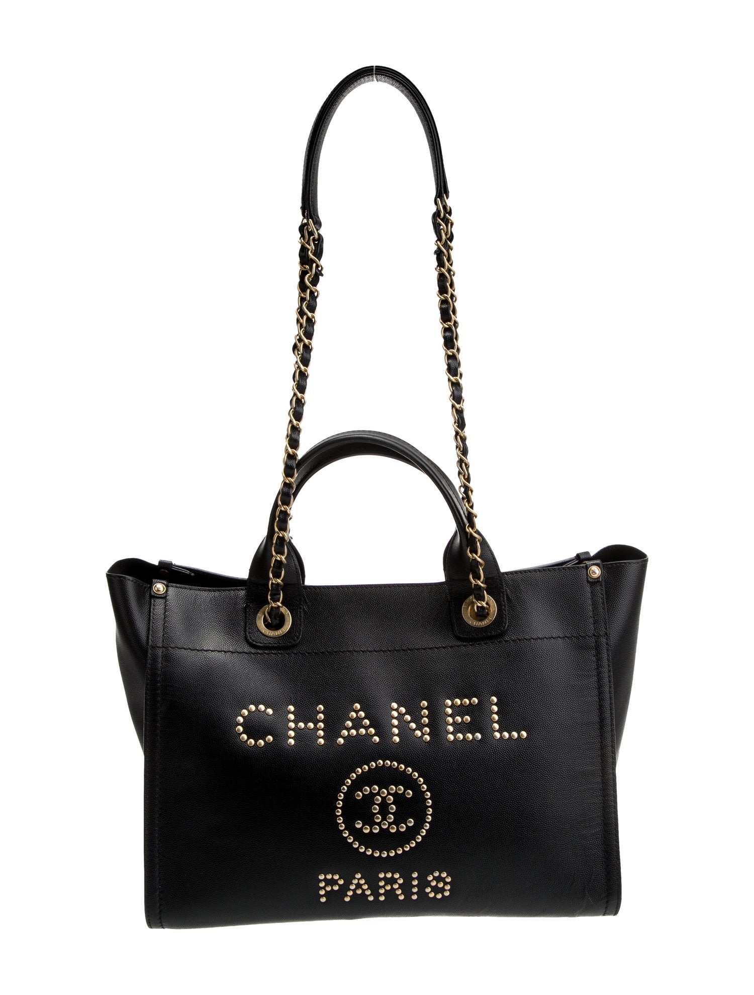 Chanel Caviar Small Studded Deauville Tote