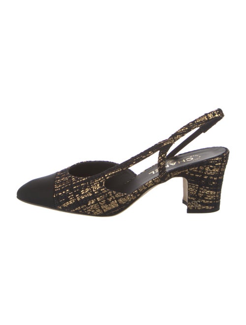 Chanel Interlocking CC Logo Tweed Slingback Pumps