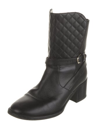 Chanel Interlocking CC Logo Leather Moto Boots