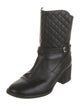 Chanel Interlocking CC Logo Leather Moto Boots