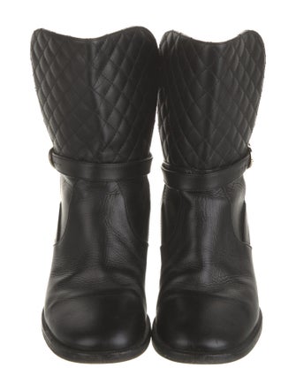 Chanel Interlocking CC Logo Leather Moto Boots