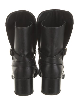 Chanel Interlocking CC Logo Leather Moto Boots