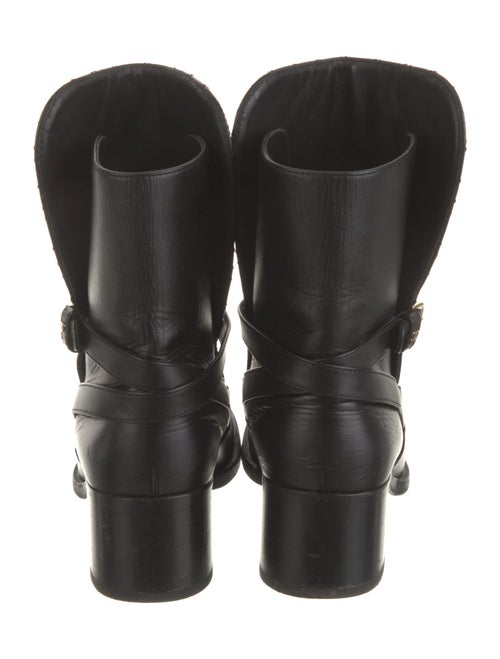 Chanel Interlocking CC Logo Leather Moto Boots
